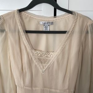 Vintage Silk Nine West Blouse in Ivory Color Small